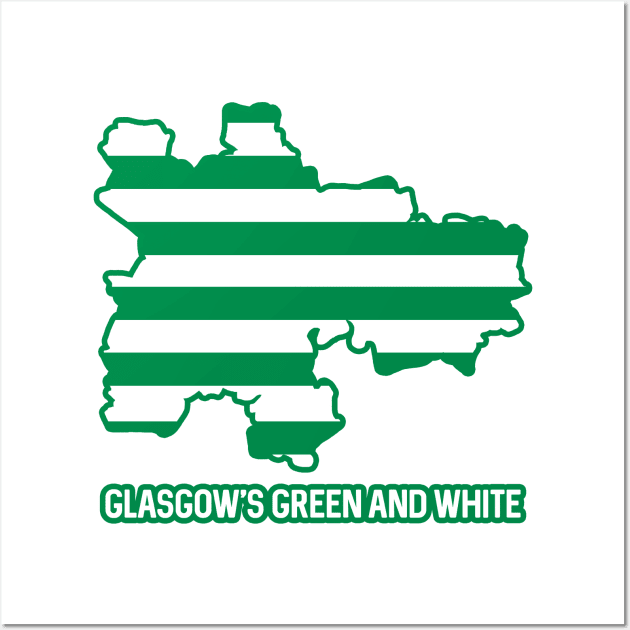 GLASGOW CITY CELTIC FOOTBALL CLUB WHITE AND GREEN MAP Wall Art by MacPean